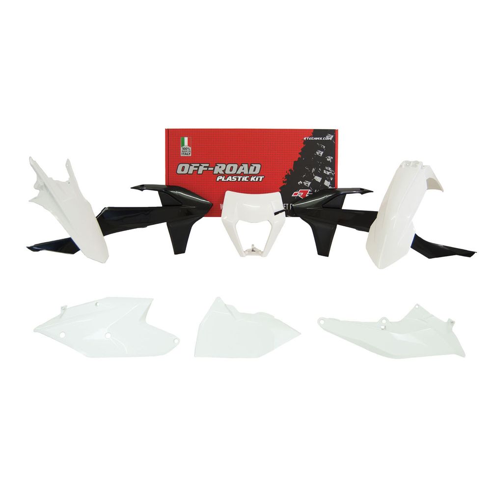 Plastics Kit 6 Pcs with Left Airbox Cover and White Headlight Plastic White-black Replica Ktm - Grafite Offroad