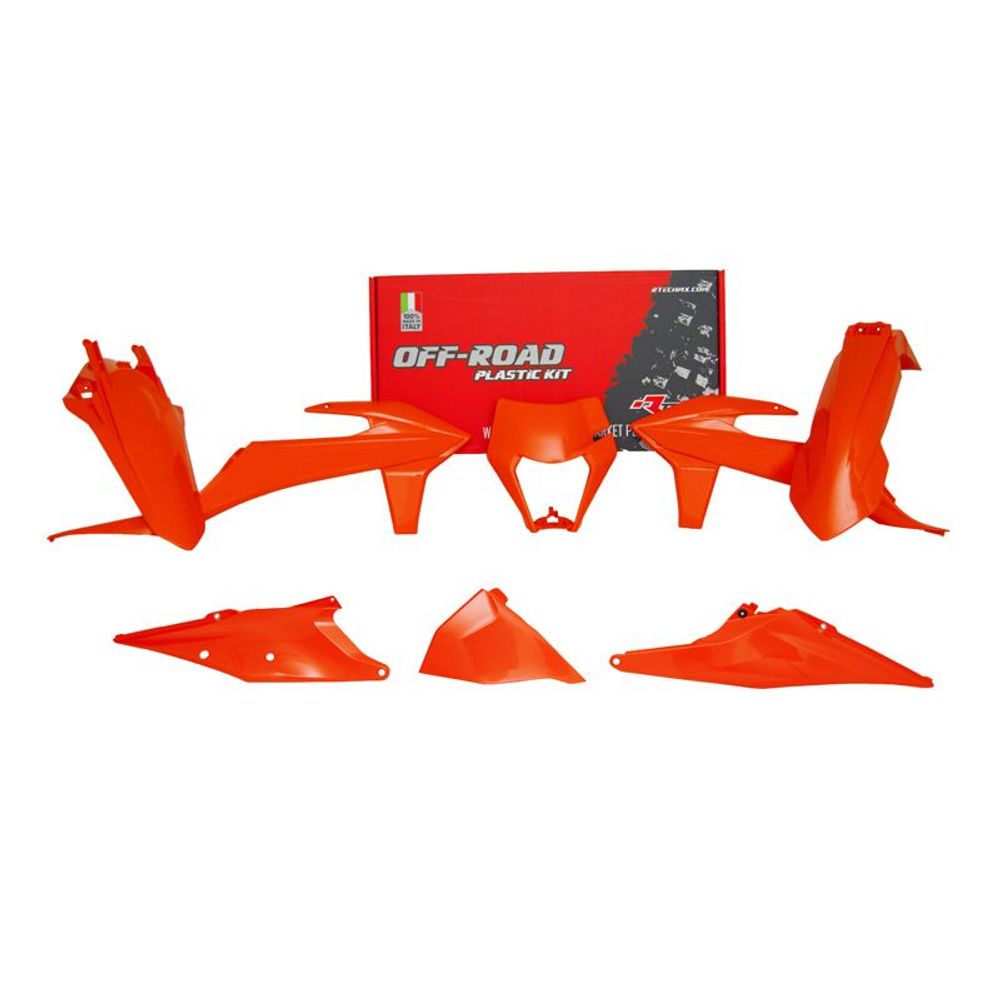 Plastics Kit 6 Pcs with Left Airbox Cover and Orange Headlight Plastic Replica Neon Orange - Grafite Offroad