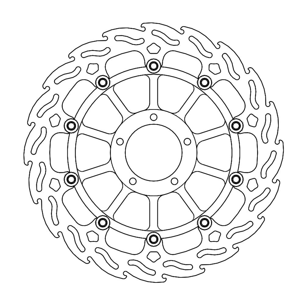 Brake Disc Road Flame - Floating - Front Right - Ducati: Superbike 5mm - Grafite Offroad