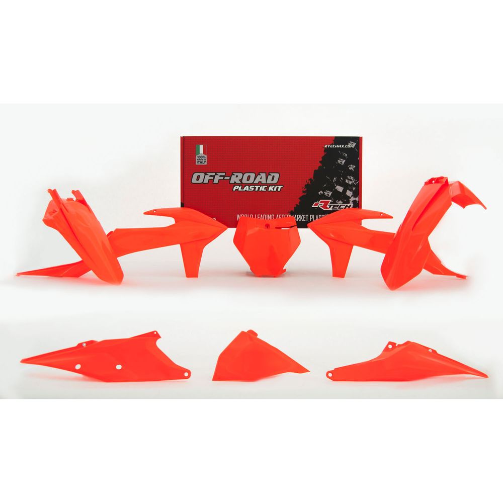 Plastics Kit 6 Pcs with Left Airbox Cover Neon Orange Replica Ktm - Grafite Offroad