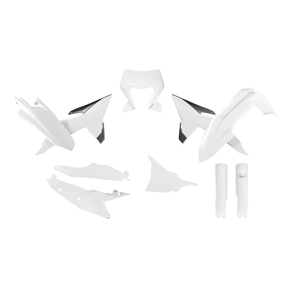Plastics Kit 7 Pcs with Left Airbox Cover, White Headlight Plastic and White Fork Protectors