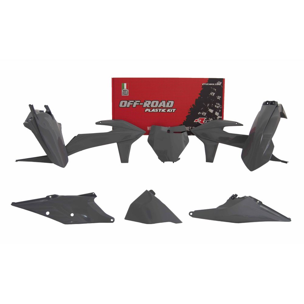Plastics Kit 6 Pcs with Left Airbox Cover Quantum Grey Replica Ktm - Grafite Offroad
