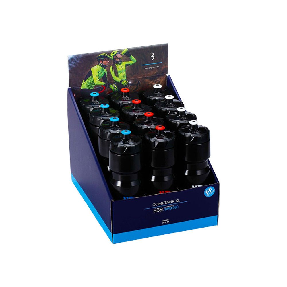 Water Bottle 750ml Comptank | Displaybox 12pz | Mixed Black - Grafite Offroad