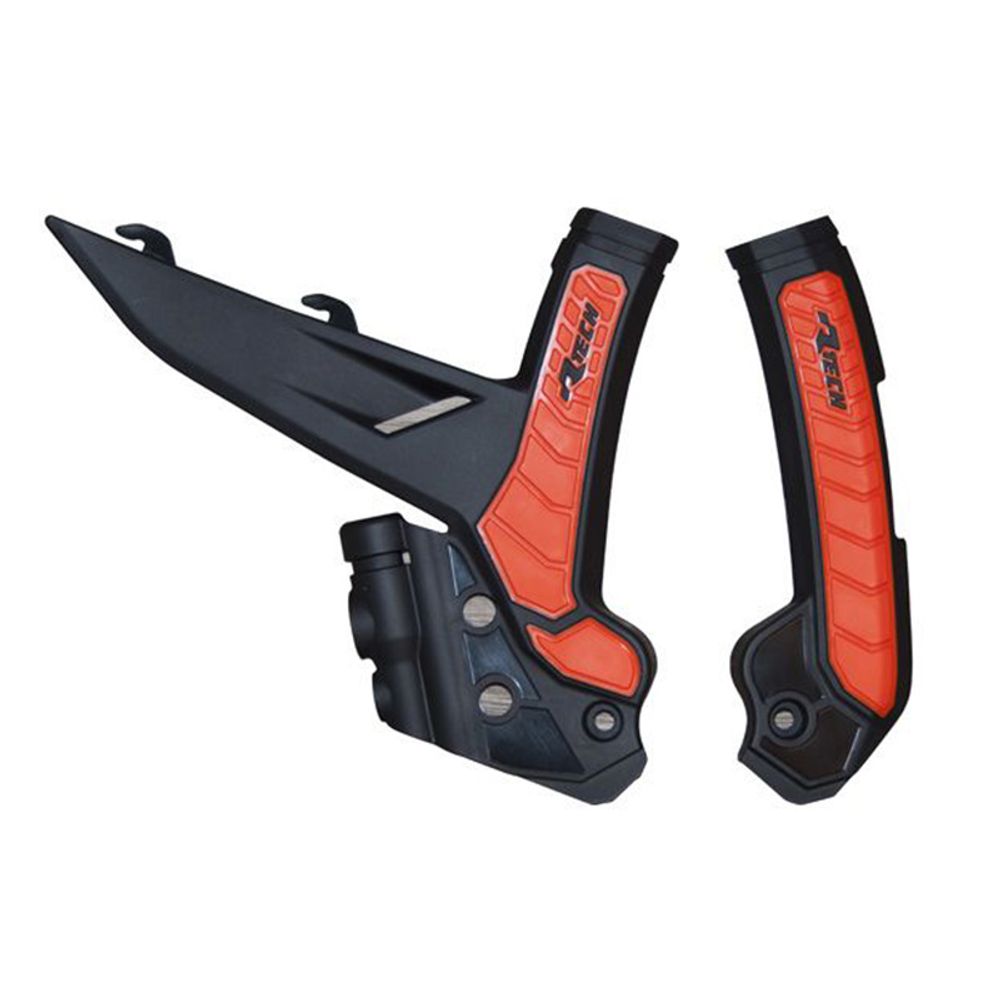 Plastic Frame Protectors Bi-material Black/orange Replica Ktm - Grafite Offroad