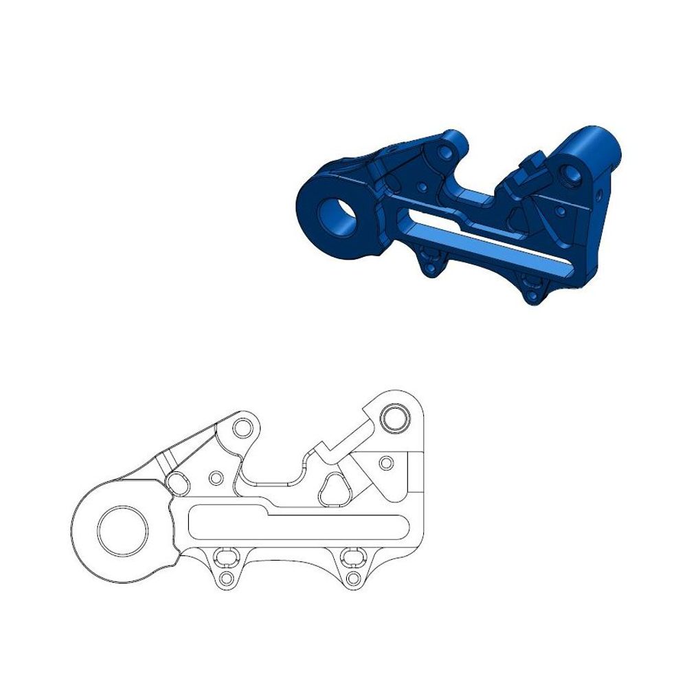 Off-road Brake Caliper Adapter 220mm Rotor - Rear - Blue - Husqvarna: Factory (including Enduro Axle Adapter) - Grafite Offroad