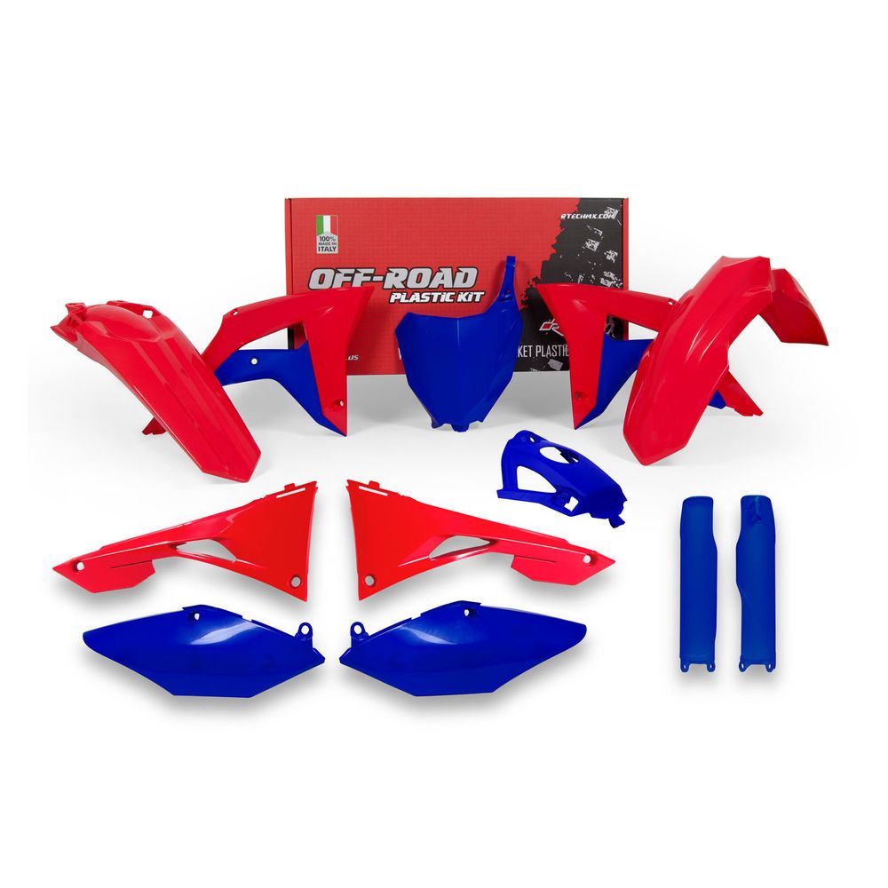 Plastics Kit 8 Pcs W/airbox Covers, Fork Protectors and Gas Tank Cover Crf Red-yz Blue Replica Honda - Grafite Offroad