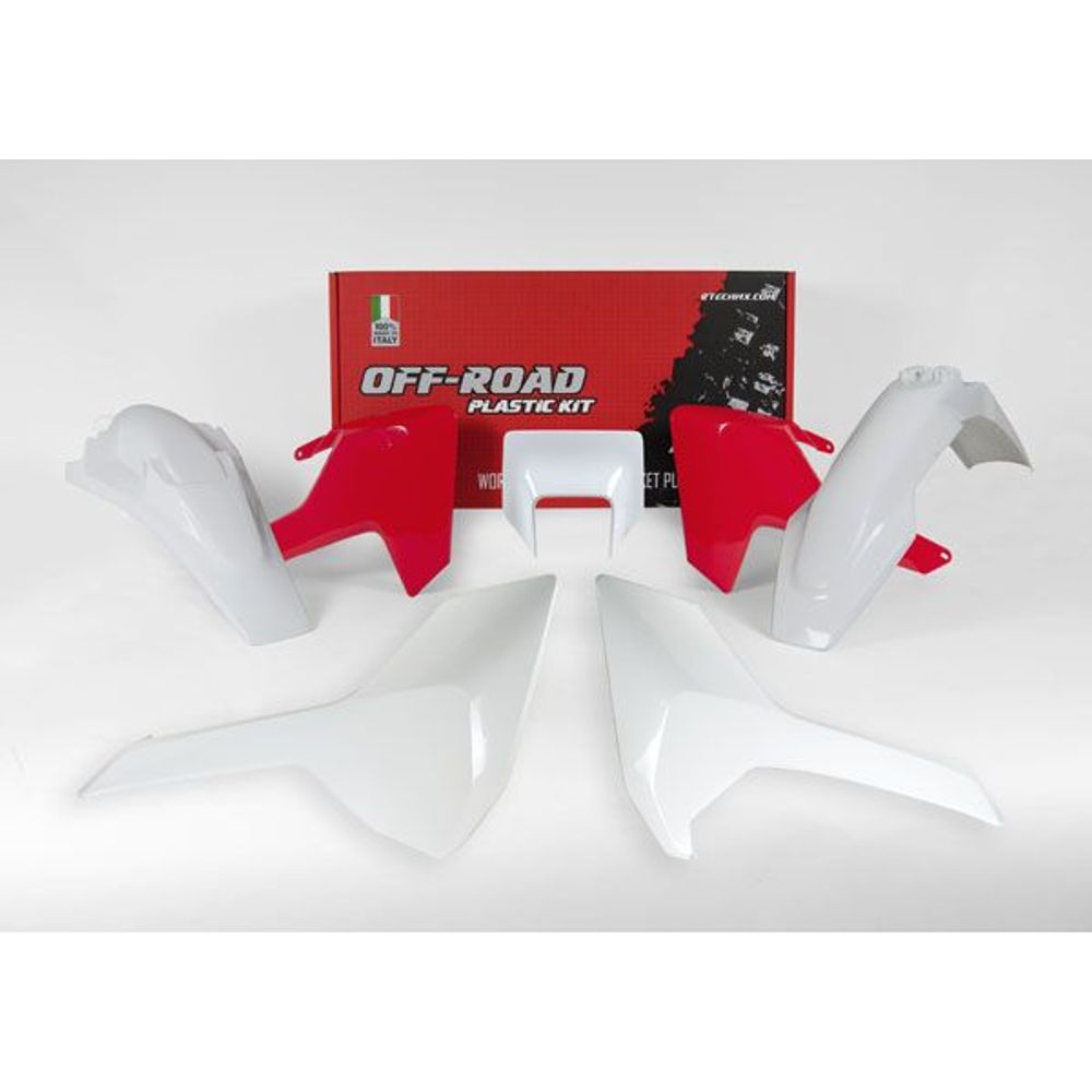Plastics Kit 5 Pcs with Left Airbox Cover and Orange Headlight Plastic Red-white - Grafite Offroad