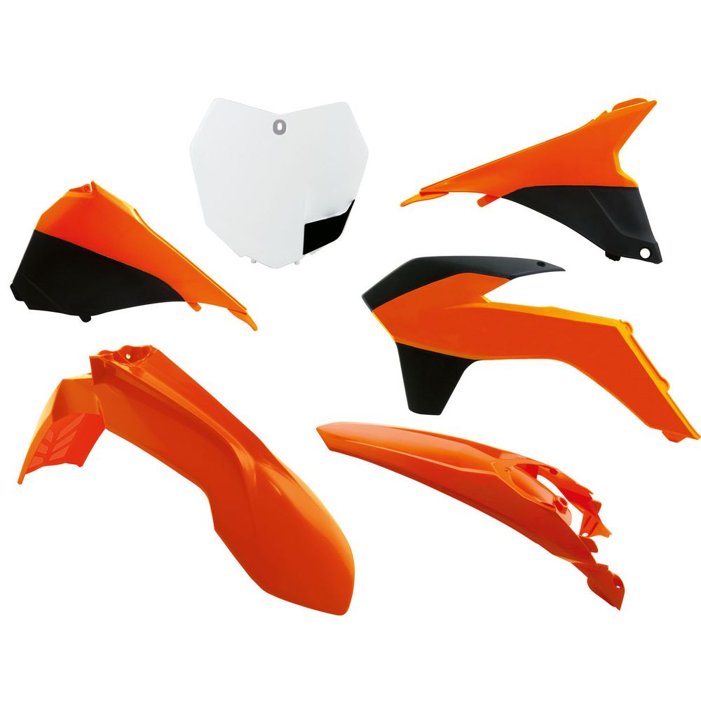 Plastics Kit 6 Pcs with Airbox Covers K Orange-white Replica Ktm - Grafite Offroad