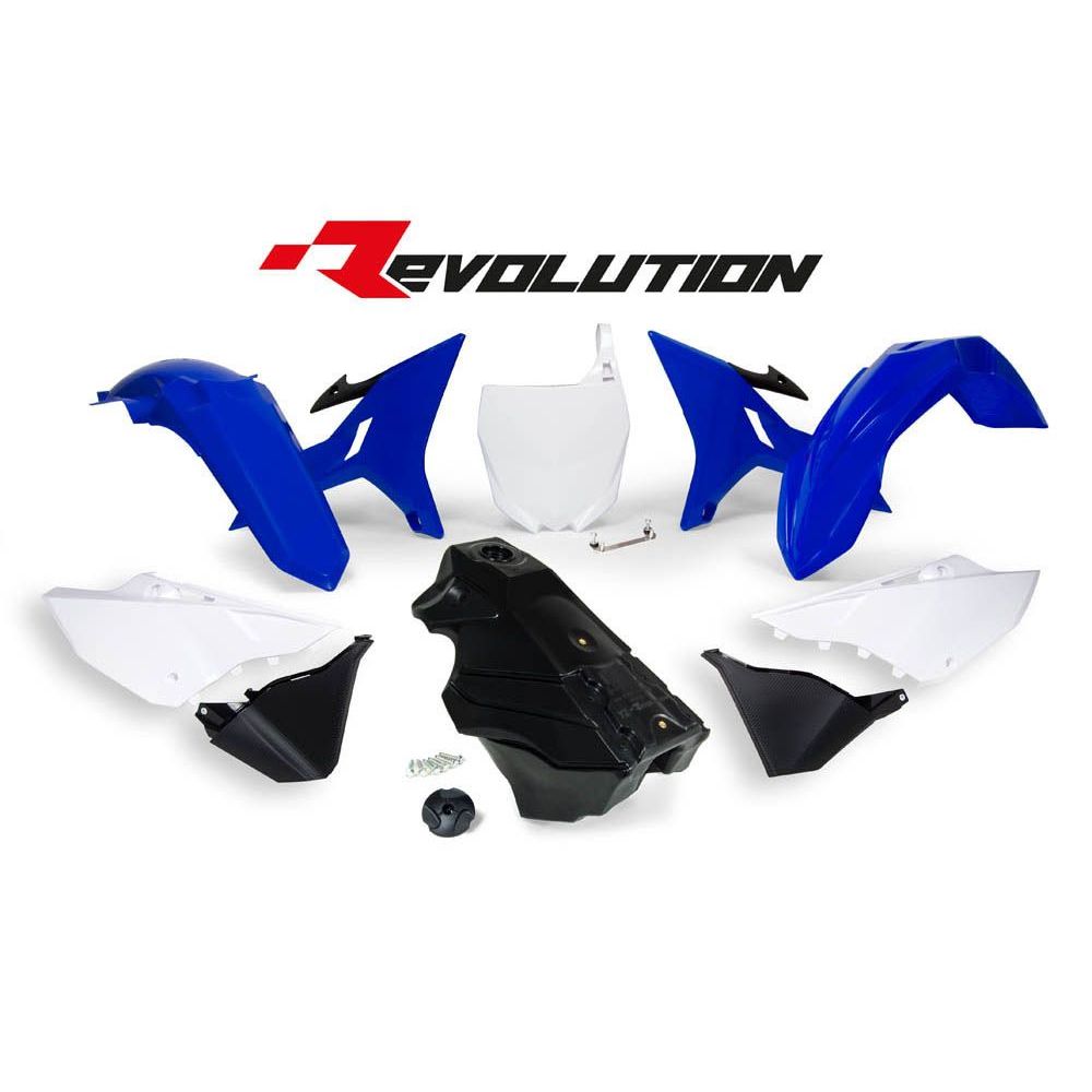 Plastics Kit 7 Pcs Includes Black Gas Tank, Gas Cap and Front Plate Adapter Yz Blue/black/white Replica Yamaha - Grafite Offroad