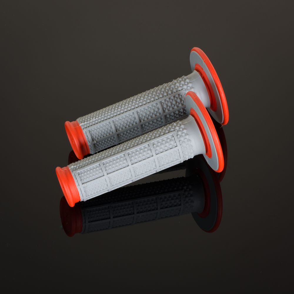 Dual Tapered Mx Grips | Half Waffle | Grey-orange - Grafite Offroad