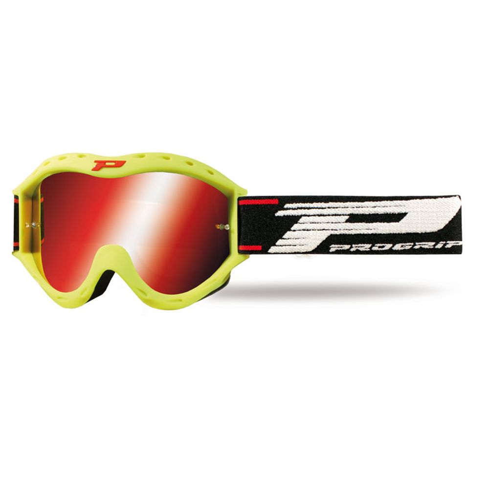 Progrip Kids Goggle 3101 - Double Layer Lens - Red Mirror - Matt Fluo Yellow - Grafite Offroad