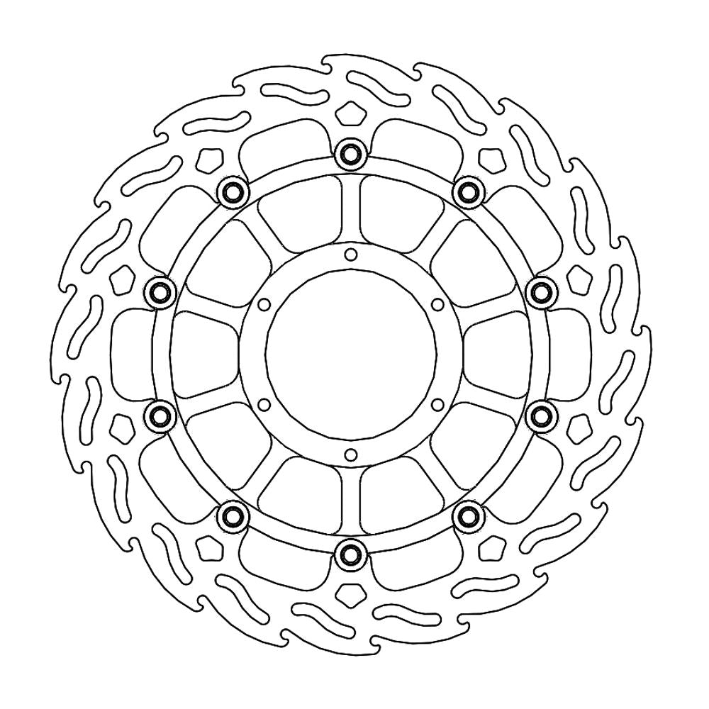 Brake Disc Road Flame - Floating - Front Right - Honda: Cbr900rr Fireblade, Cbr954rr - Grafite Offroad
