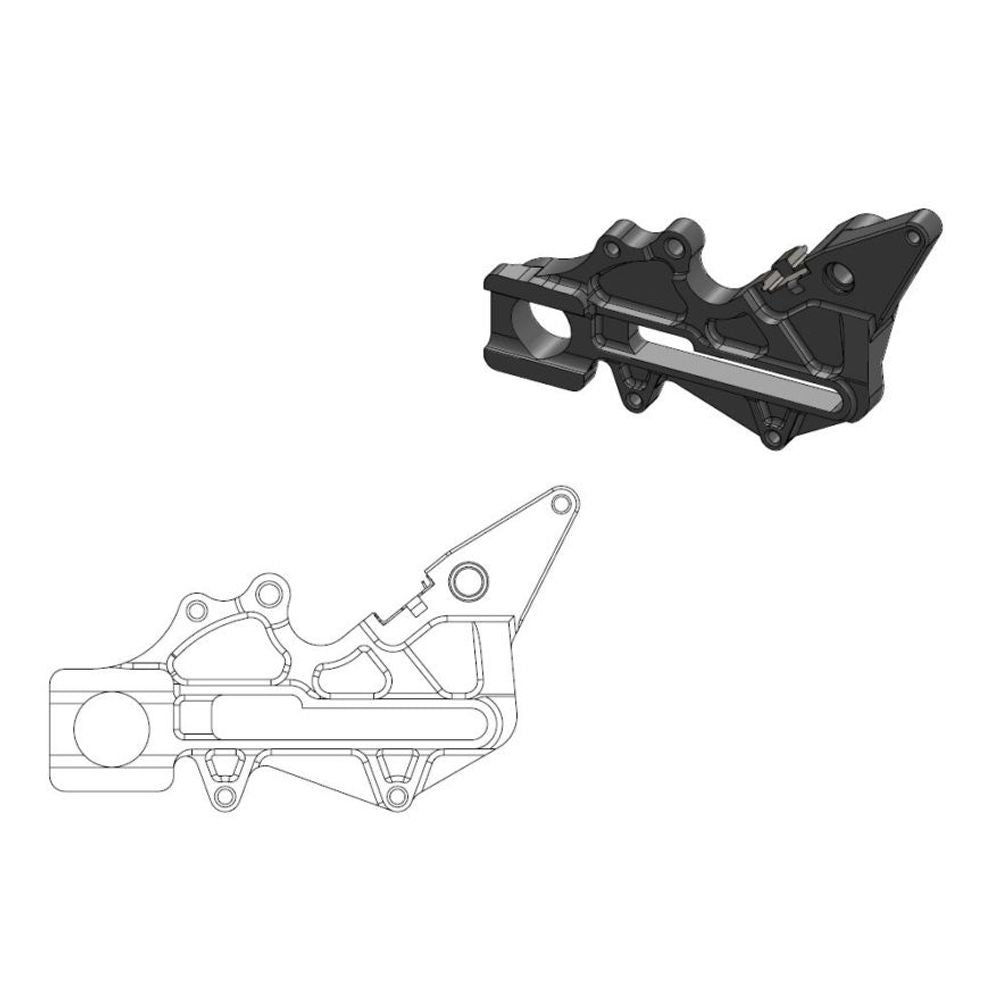 Off-road Brake Caliper Adapter 220mm Rotor - Rear - Black - Husqvarna: Factory, Incl. Clip for Magura Caliper - Grafite Offroad