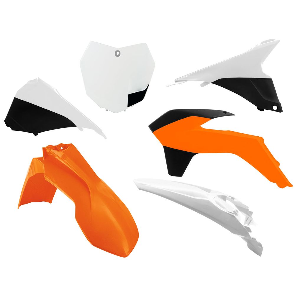 Plastics Kit 6 Pcs with Airbox Covers K Orange-white Replica Ktm - Grafite Offroad