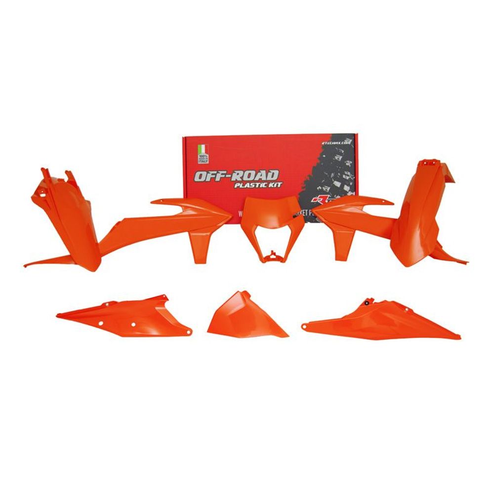 Plastics Kit 6 Pcs with Left Airbox Cover and Orange Headlight Plastic Replica Orange - Grafite Offroad