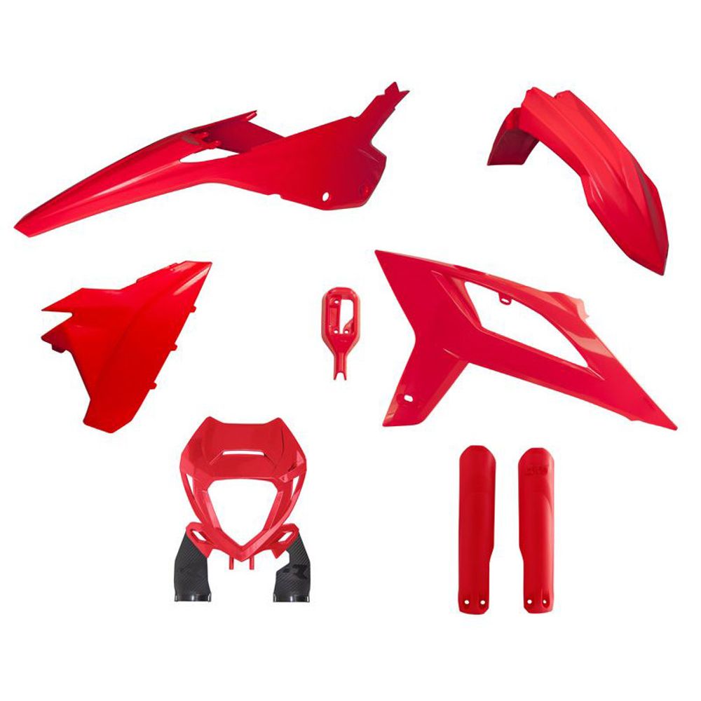 Enduro Full Plastic Kit 6 Pcs with Front Headlight Plastic &amp; Factory Wrap Fork Protectors - Grafite Offroad