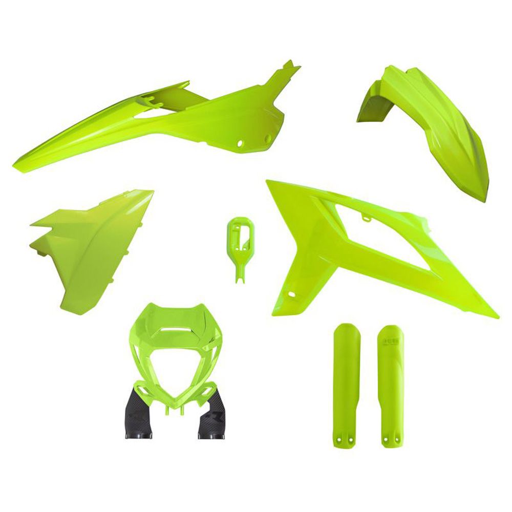 Enduro Full Plastic Kit 6 Pcs with Front Headlight Plastic &amp; Factory Wrap Fork Protectors - Grafite Offroad