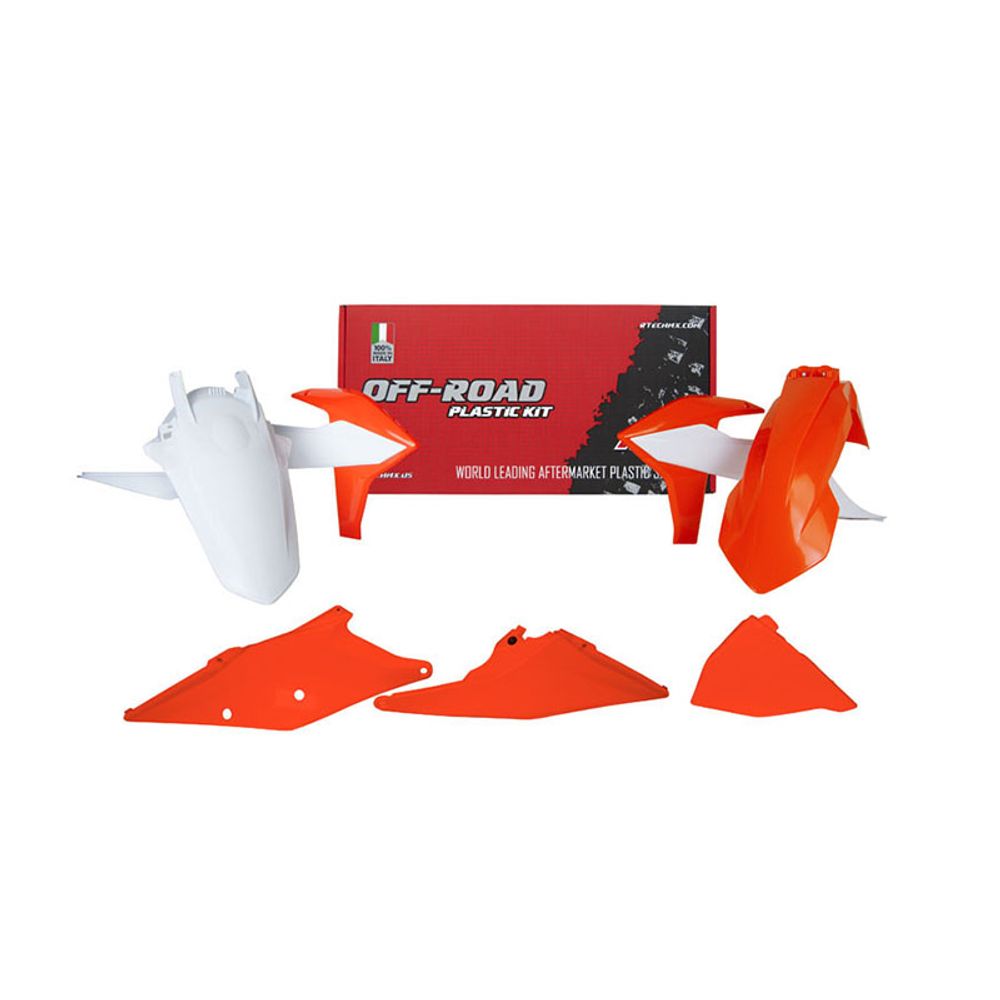 Plastic Kit 5 Pcs with Left Airbox Cover Replica Ktm Orange-white