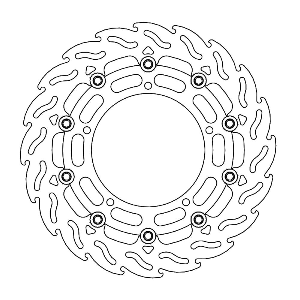 Brake Disc Road Flame - Floating - Front Right - Yamaha: Yzf R6, Fz6, Fz6 600 Fazer/abs, Mt-03, Xj6 Diversion/abs - Grafite Offroad