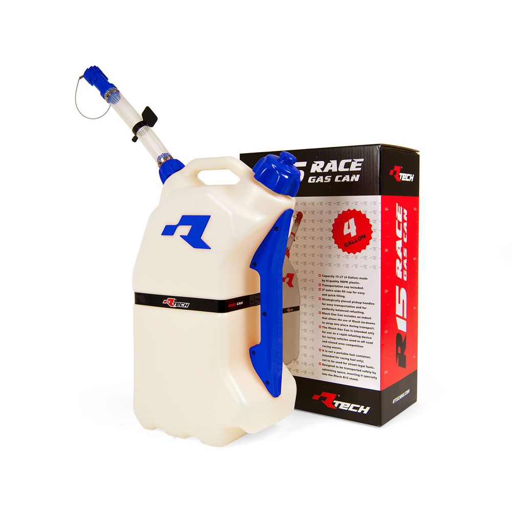 Rtech Gas Can Lt 15 with Flexible Hose Spout Clear/blue Universal - Grafite Offroad