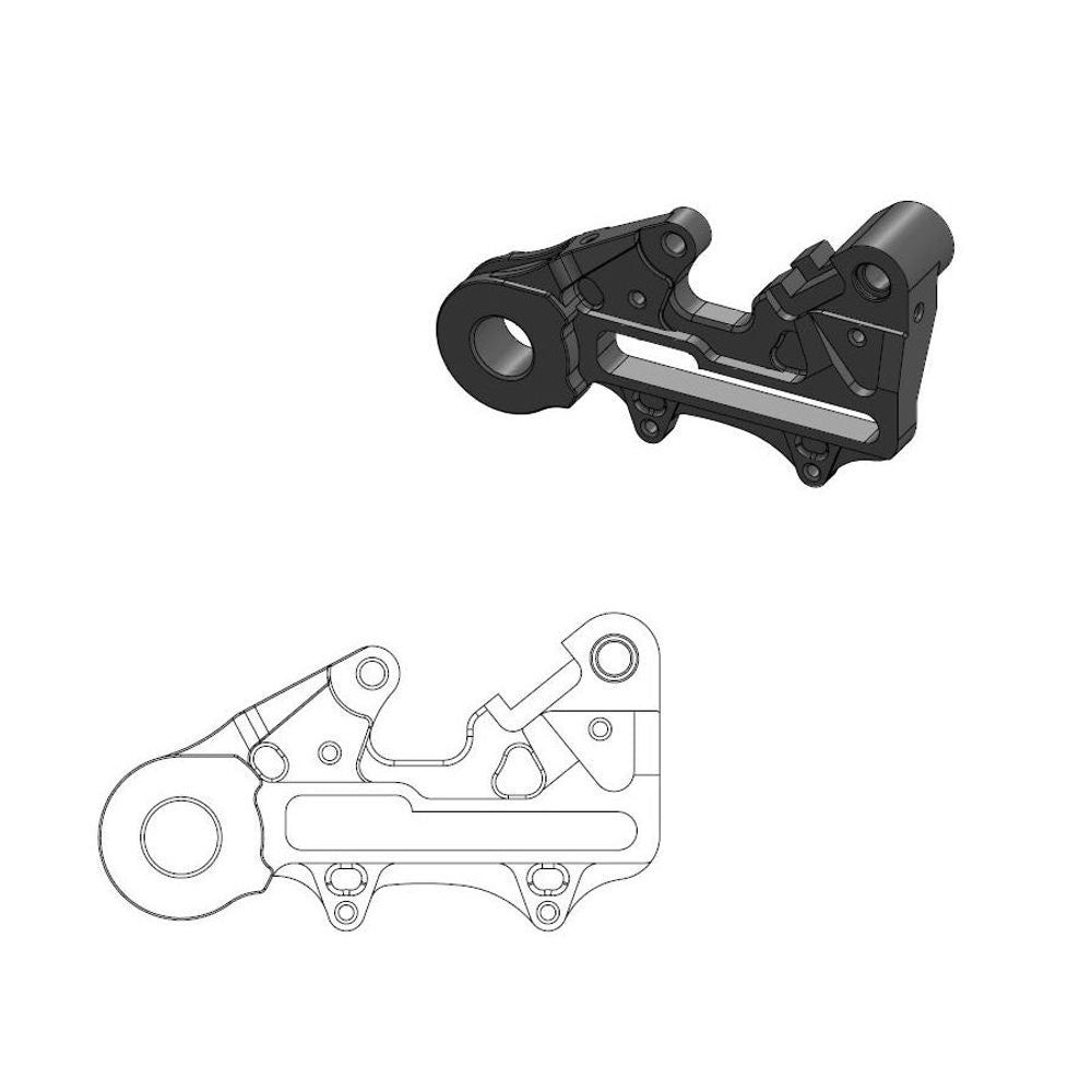 Off-road Brake Caliper Adapter 220mm Rotor - Rear - Black - Ktm: Factory (including Enduro Axle Adapter) - Grafite Offroad