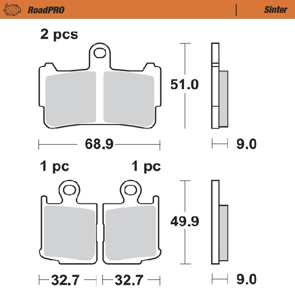 Brake Pads Roadpro Sinter - Front - Grafite Offroad