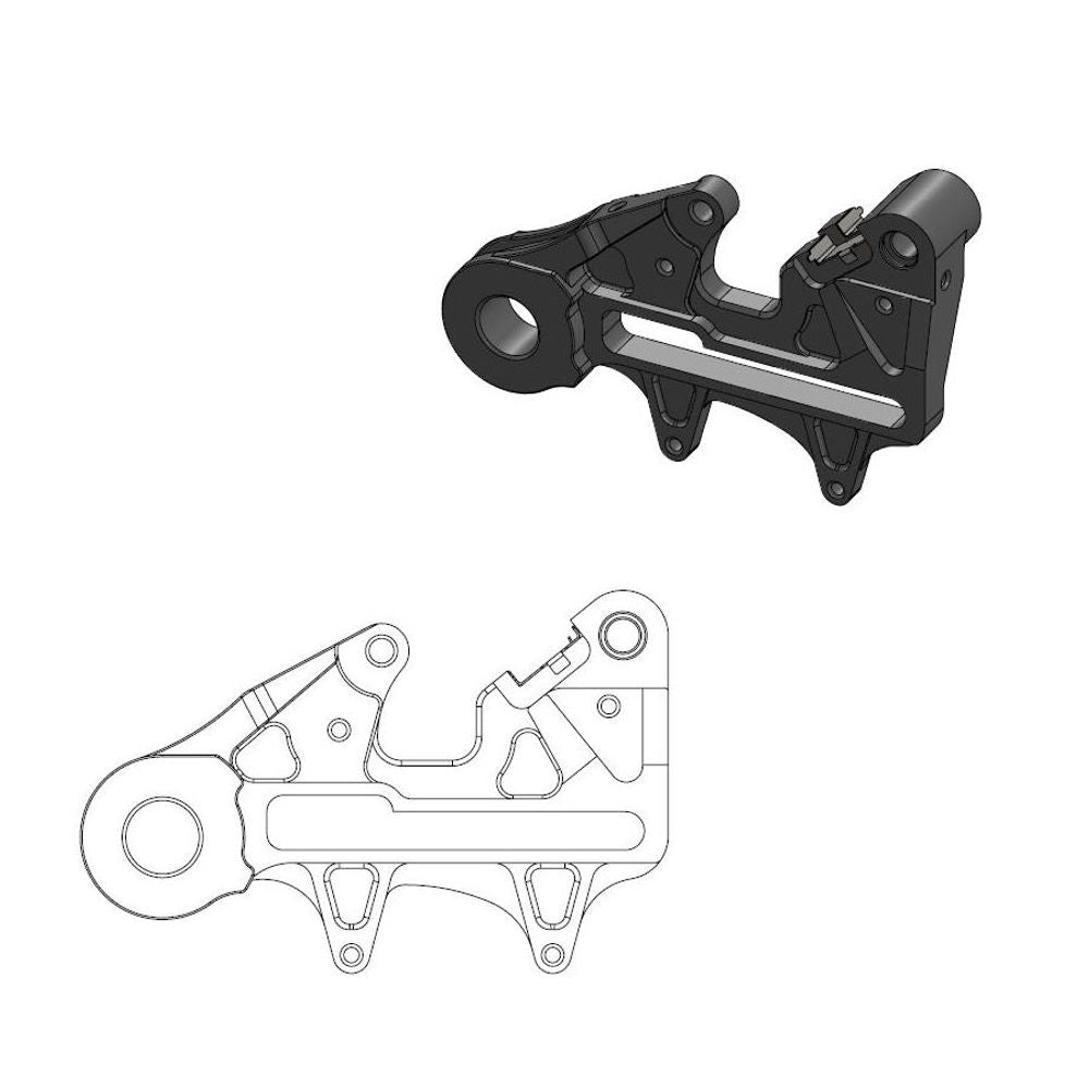 Off-road Brake Caliper Adapter 240mm Rotor - Rear - Black - Ktm, Husqvarna (including Enduro Adapter + Retainer) - Grafite Offroad