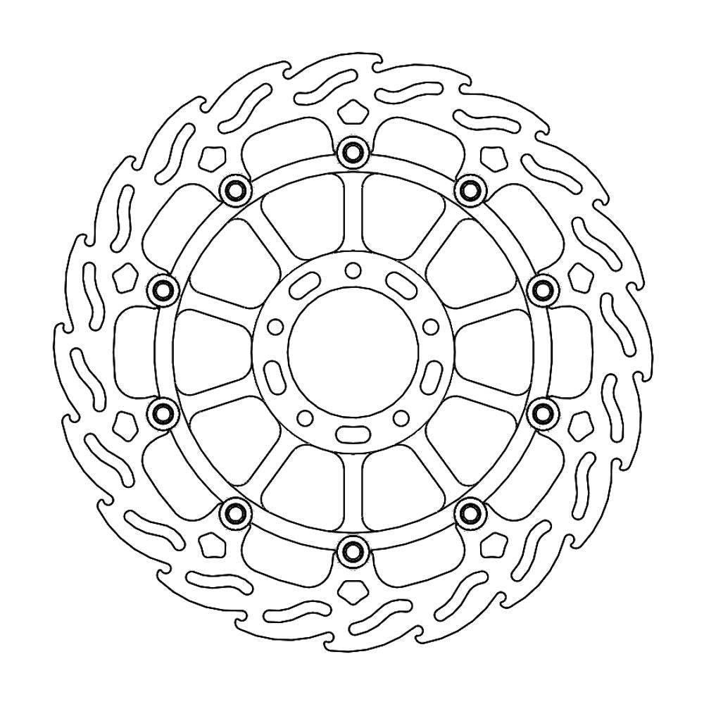 Brake Disc Road Flame - Floating - Front Left - Ducati: Monster 1200 S/r, Multistrada 1200 , Multistrada 1260 - Grafite Offroad
