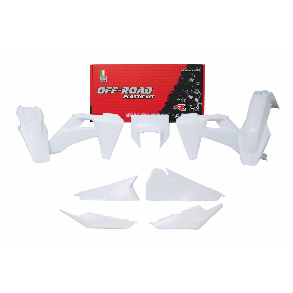 Plastics Kit 6 Pcs with Left Airbox Cover and Orange Headlight Plastic White - Grafite Offroad