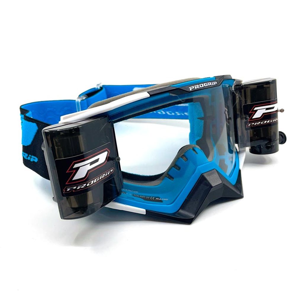Progrip 3309 Rapid Goggle - Roll Off Clear Lens - Turchese/black/white - Grafite Offroad