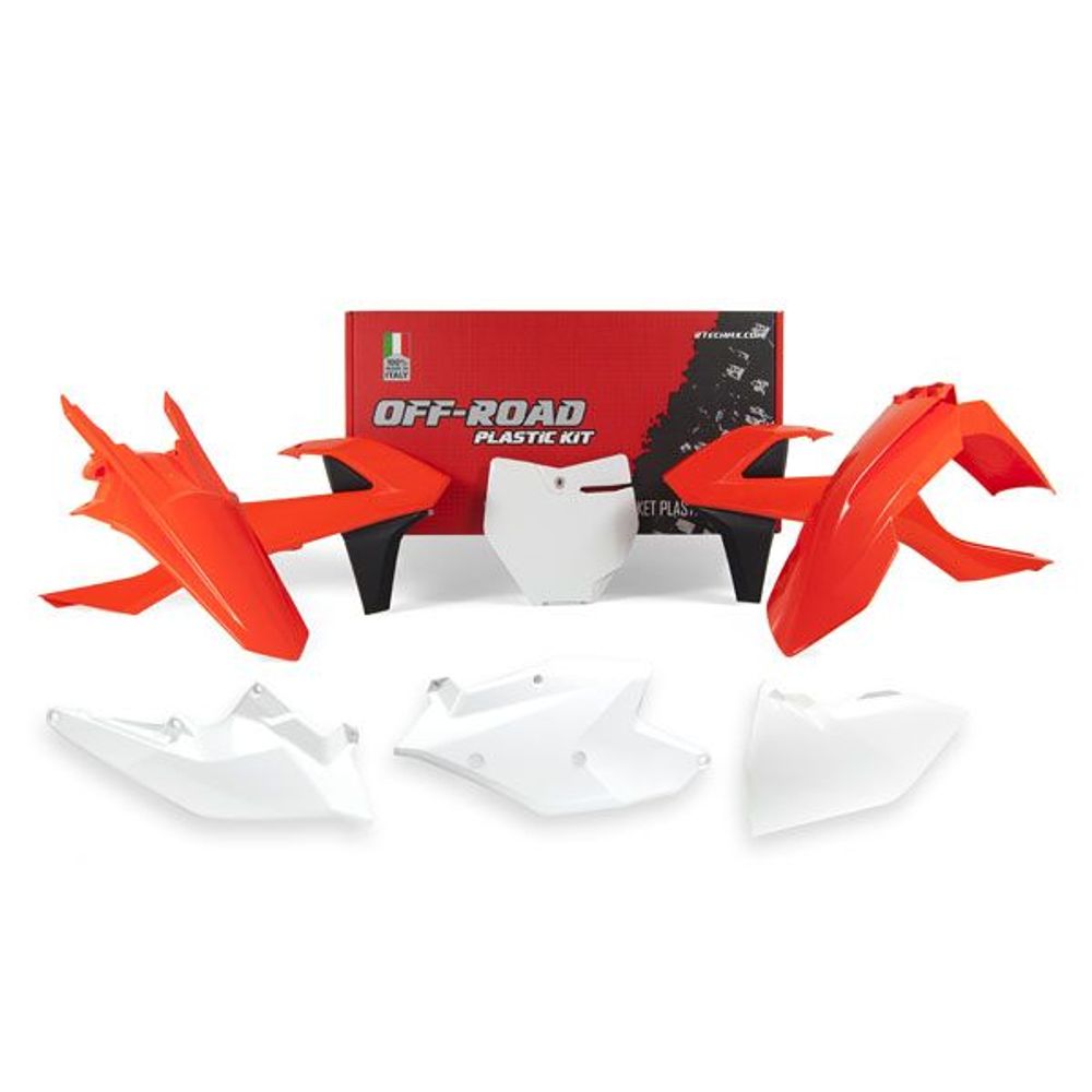 Plastics Kit 6 Pcs with Left Airbox Cover and Orange Headlight Plastic Oem Color My 18 Replica Ktm - Grafite Offroad