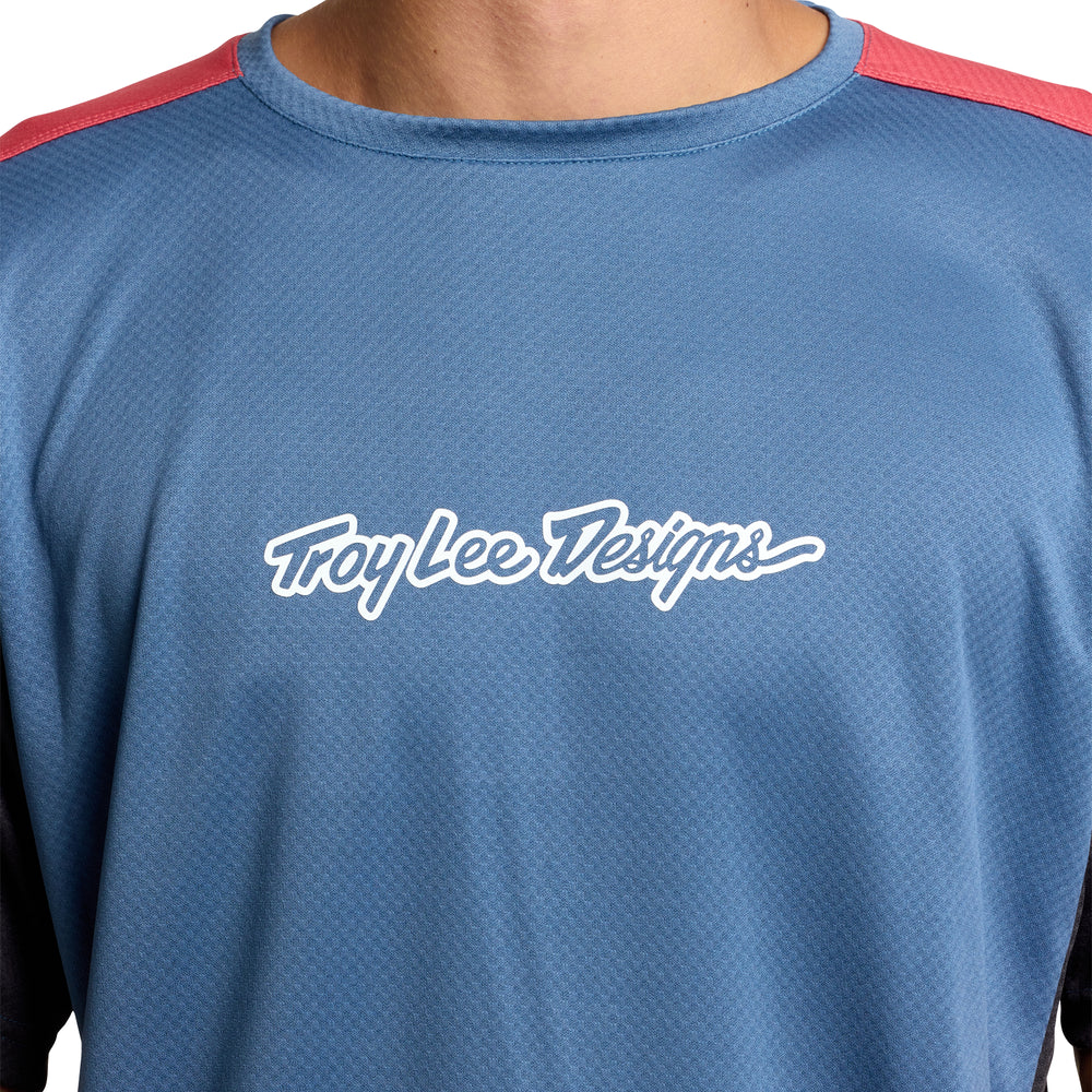 T-shirt Stage Short Sleeve - Signature - Blue - M Troy Lee Designs - Grafite Offroad