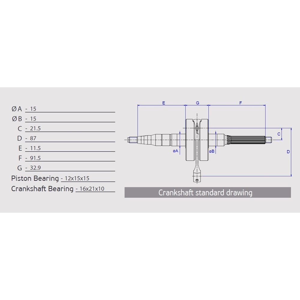 Racing Crankshaft, Pin &Oslash; 12 mm - Grafite Offroad