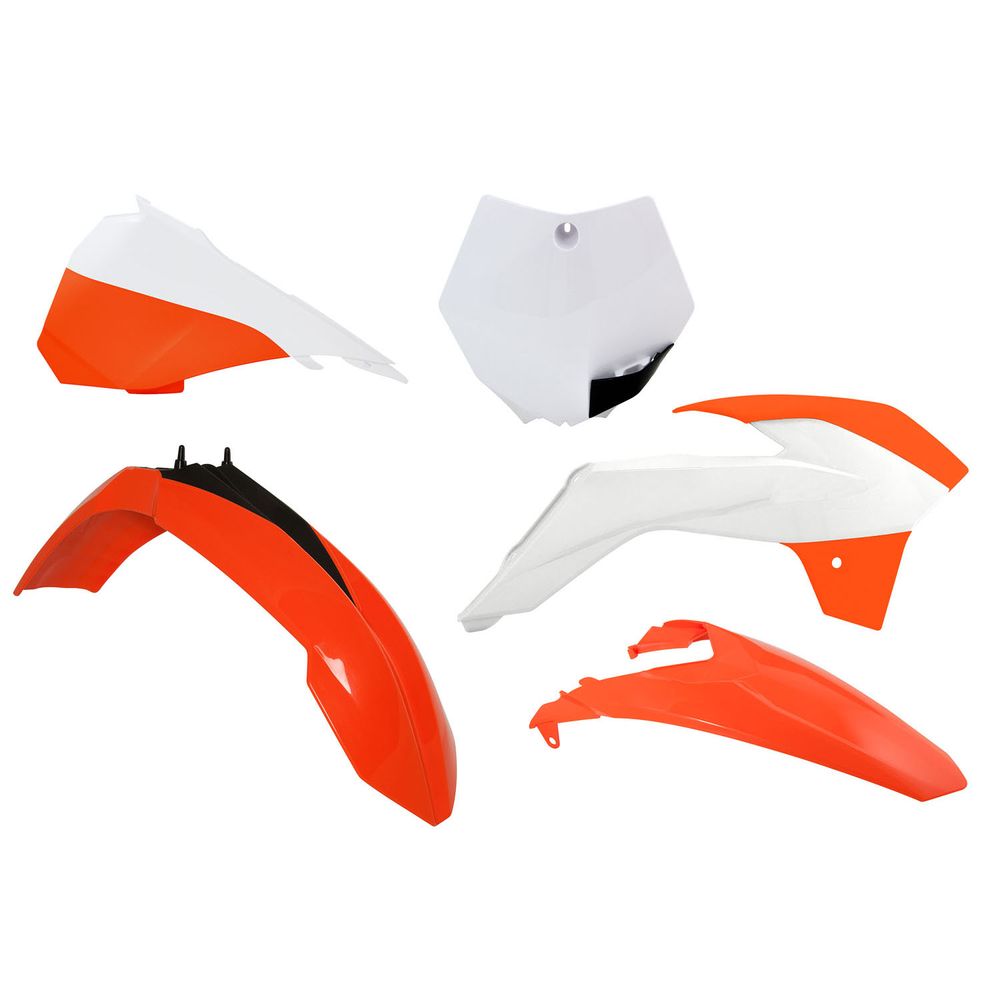 Plastics Kit 5 Pcs with Left Airbox Cover K Orange-white Replica Ktm - Grafite Offroad