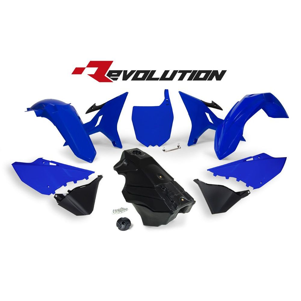 Plastics Kit 7 Pcs Includes Black Gas Tank, Gas Cap and Front Plate Adapter Yz Blue - Grafite Offroad