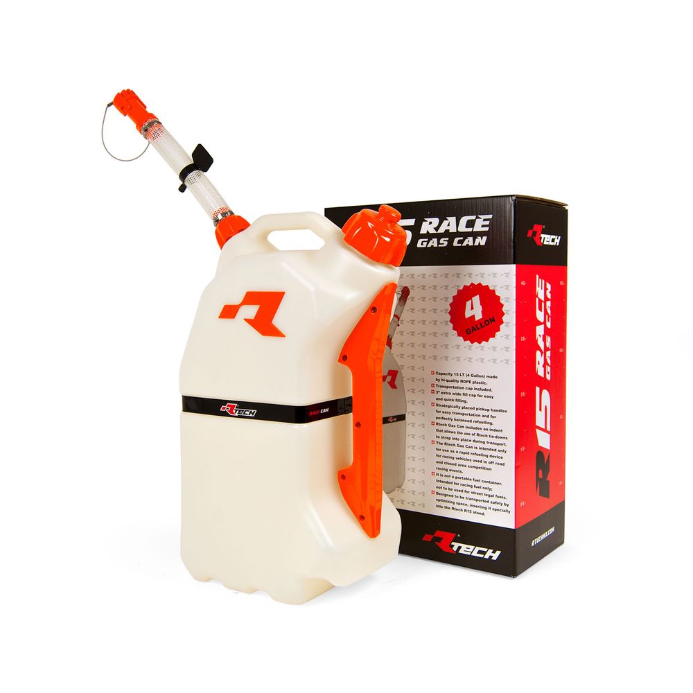 Rtech Gas Can Lt 15 with Flexible Hose Spout Clear/orange Universal - Grafite Offroad