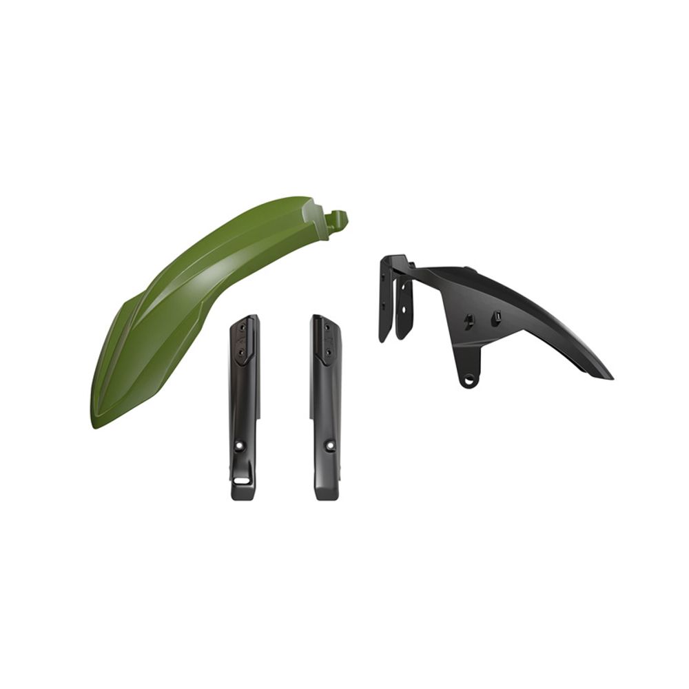 High Front Fender, Low Front Fender Rear Part Black, Fork Protectors Army Green