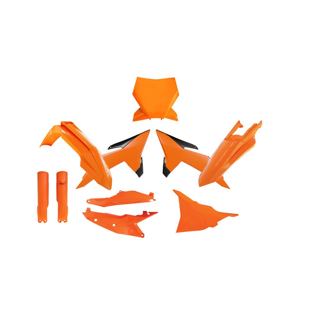 Full Plastic Kit 7 Pcs with Left Airbox Cover and Orange Fork Protectors