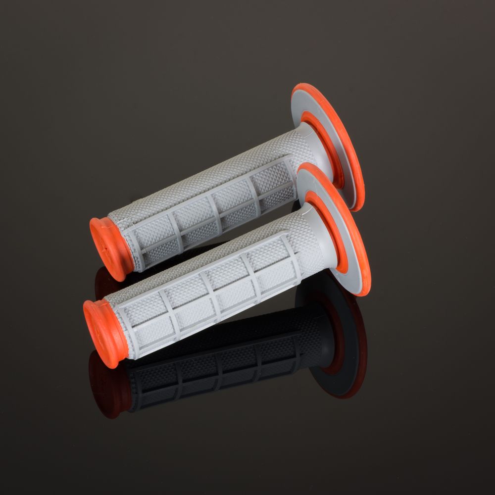 Dual Mx Grips | Half Waffle | Grey-orange - Grafite Offroad