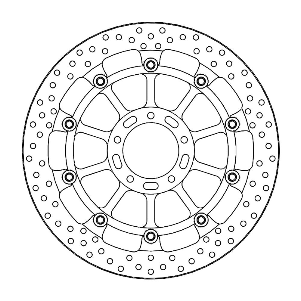 Brake Disc Road Halo Racing - Floating - Front - Ducati: Monster 1200 S/r, Multistrada 1200 , Multistrada 1260 - Grafite Offroad