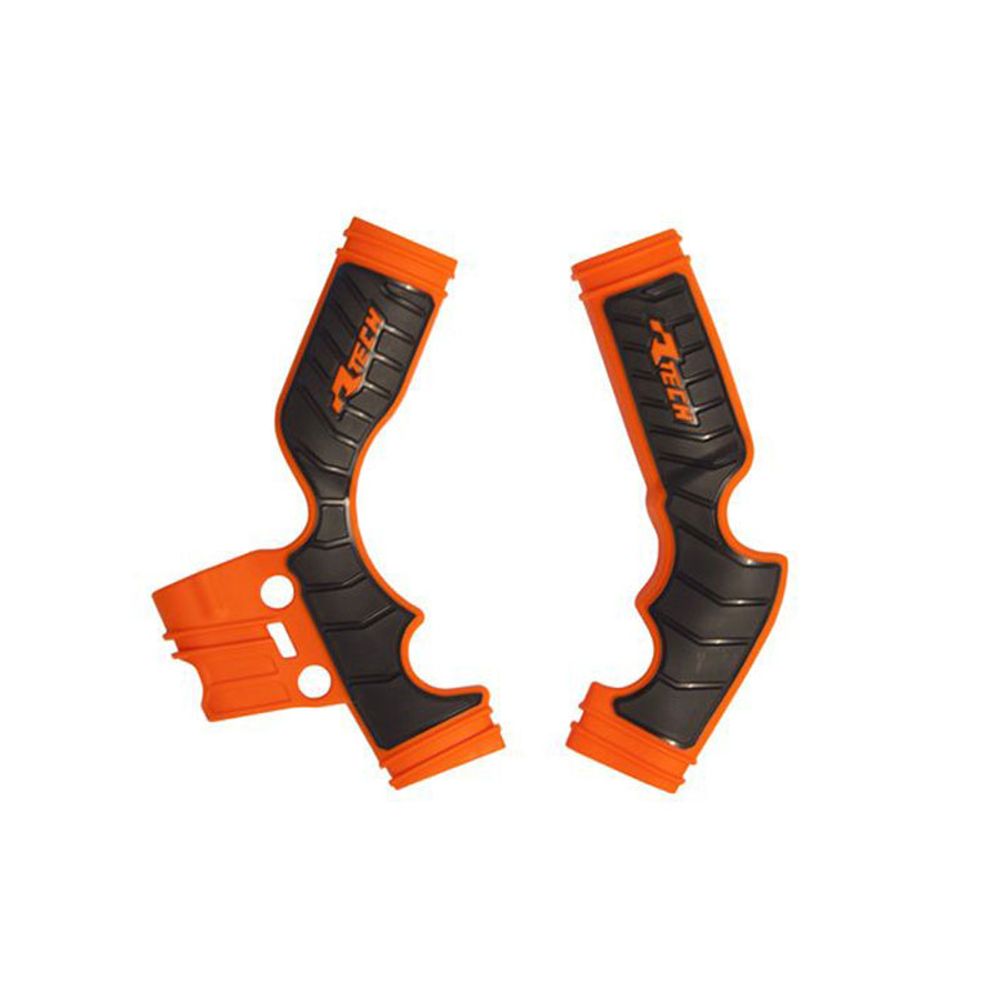 Plastic Frame Protectors Bi-material Orange/black Replica Ktm - Grafite Offroad