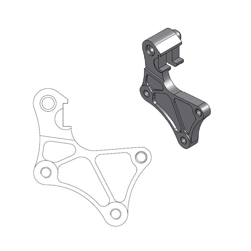 Supermoto Street Brake Caliper Adapter 320mm Rotor - Front - Yamaha: Tt600r - Grafite Offroad