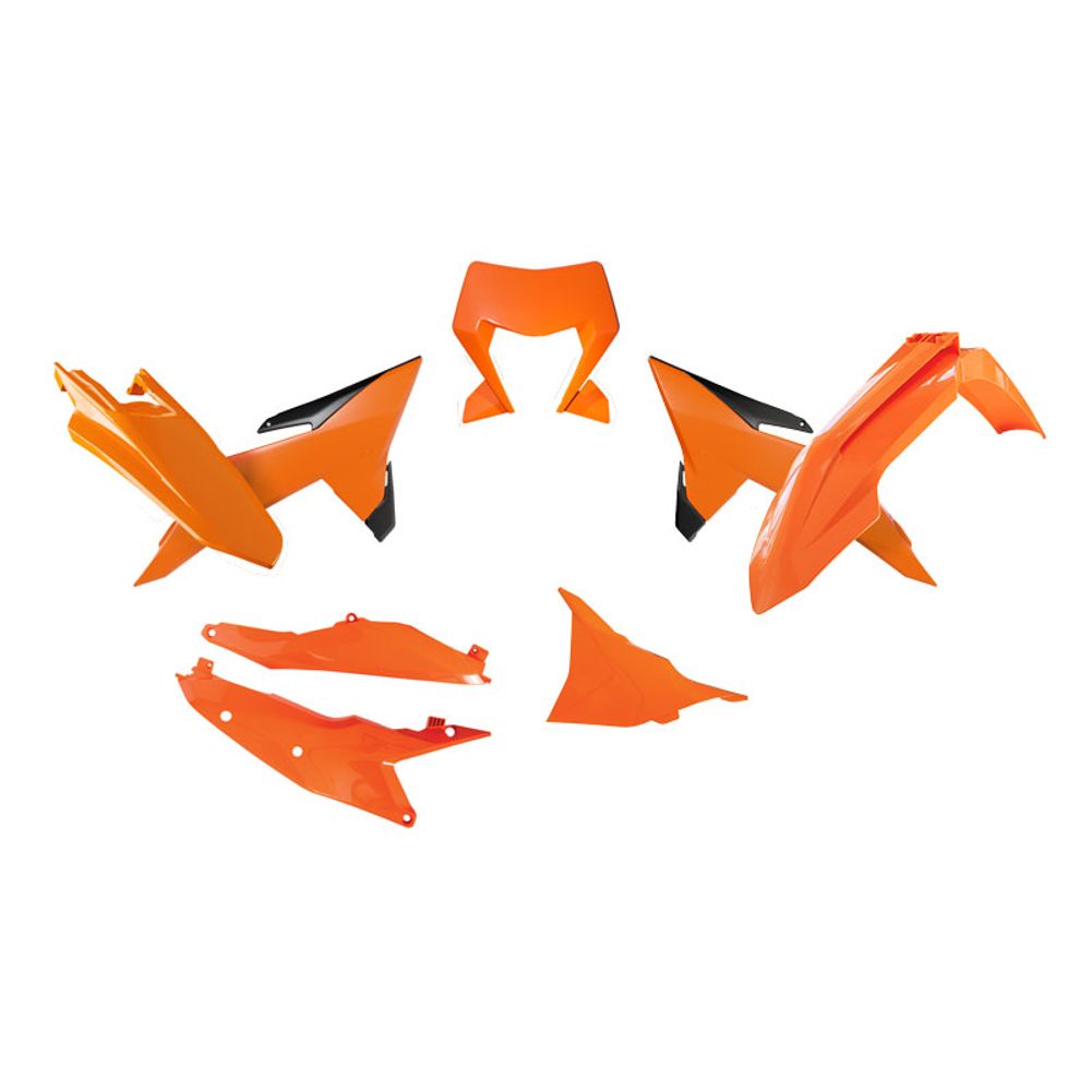Plastic Kit 6 Pcs with Left Airbox Cover & Orange Headlight Plastic Replica Ktm